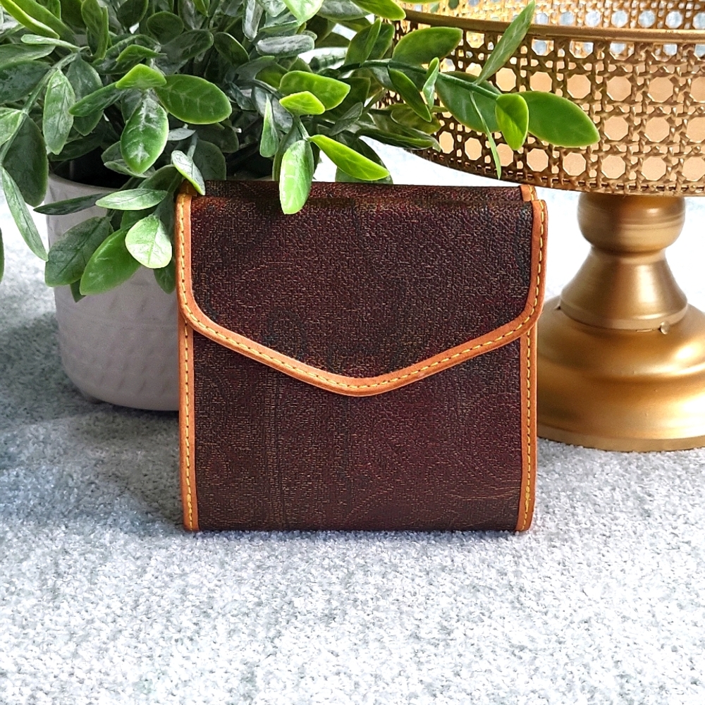 Vintage Etro Double Sided Leather Wallet Like New Unisex 1994